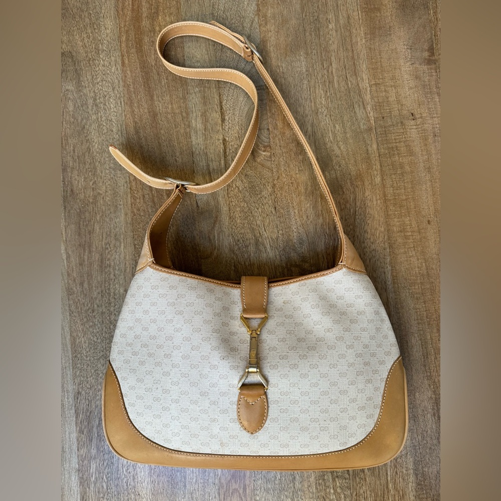 GUCCI Micro GG Supreme Jackie Shoulder Bag PVC Beige 001 098 1244